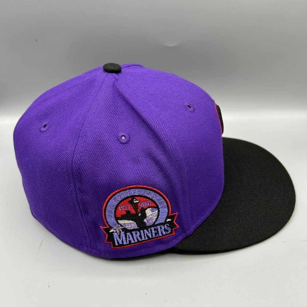 Seattle Mariners Hat Men 7 3/8 Purple Black 59Fifty New Era MLB Fitted Cap